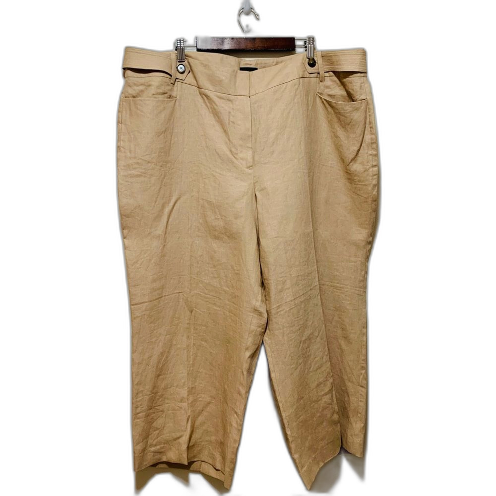 Talbots Belted Linen Pants tan size 22w